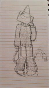 a painting of a wooden bench with a bird on it