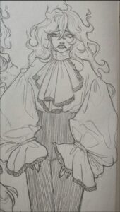 a painting of a man sitting on a bench