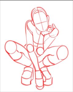 a painting of a red and white striped train