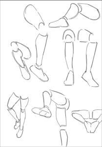 a painting of a woman with a pair of white and black legs