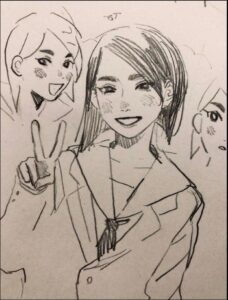 a painting of a woman with a painting of a man