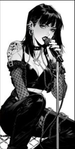 a woman is standing on a ledge with a cell phone