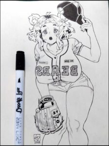 a painting of a man holding a skateboard