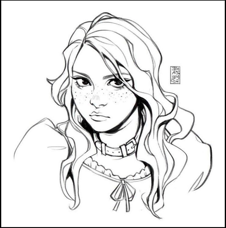 a painting of a woman with a black and white striped shirt