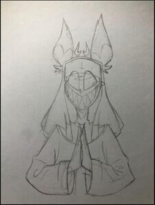 a painting of a person holding a bird