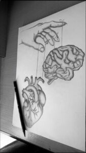 a painting of a bird on a wall