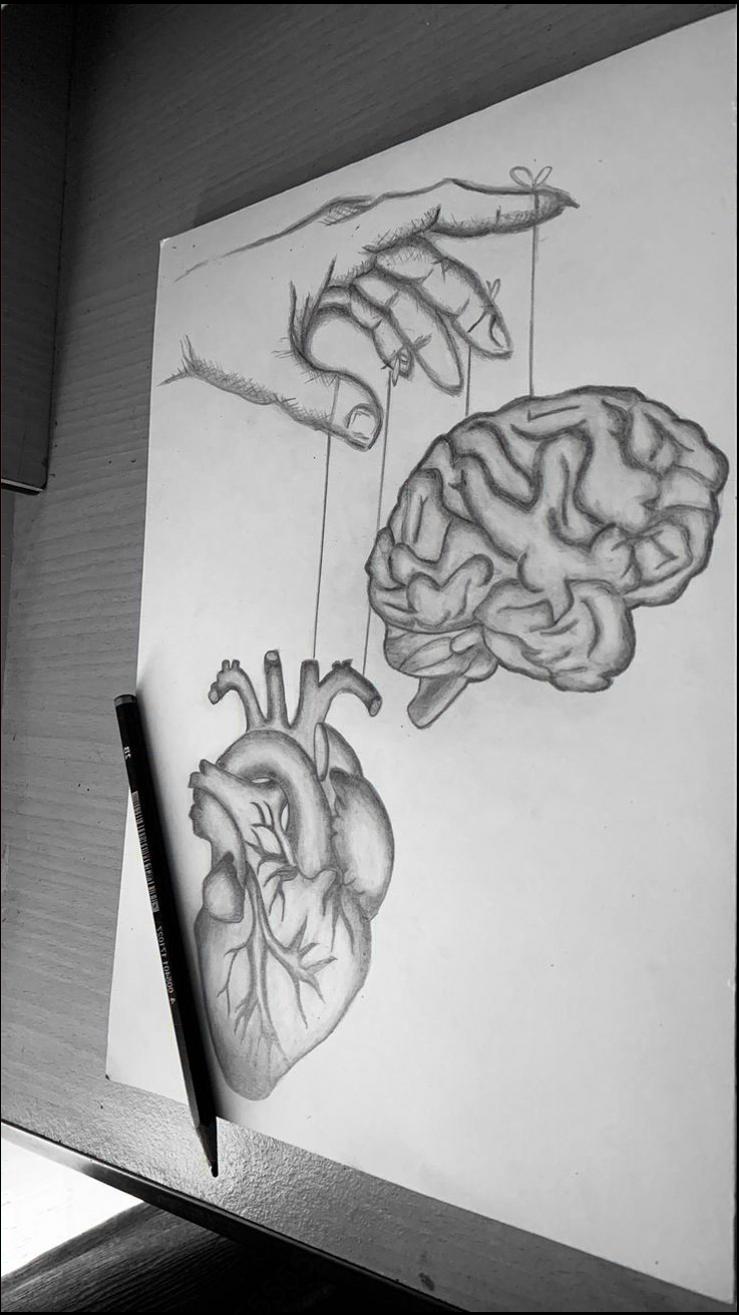 a painting of a bird on a wall