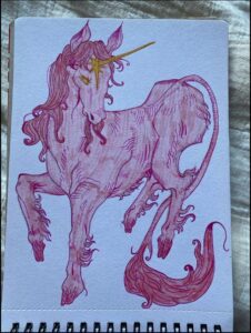 a painting of a horse on a wall