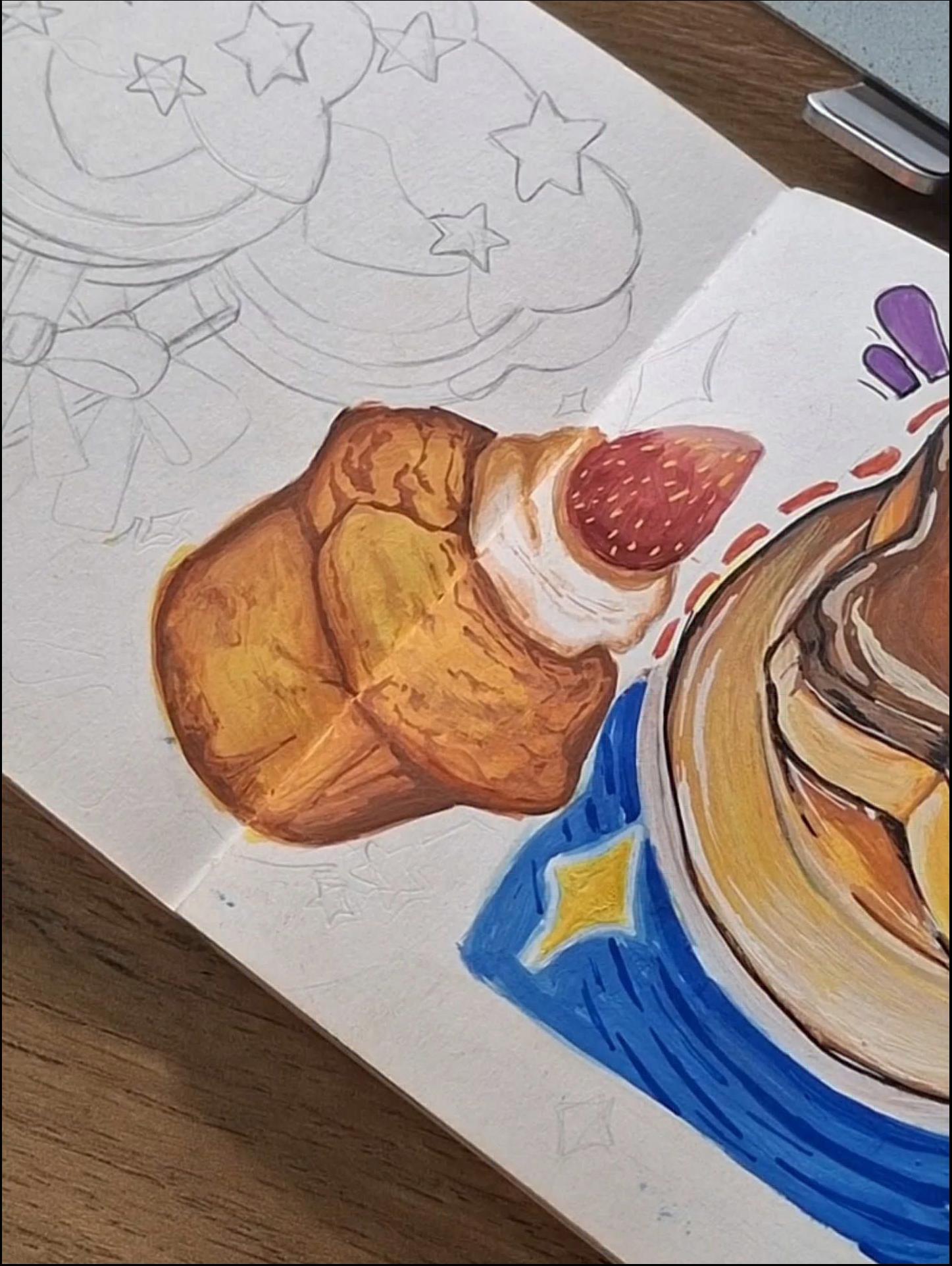 a painting of a person holding a cup