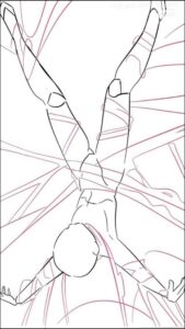 a painting of a person holding a large piece of wood