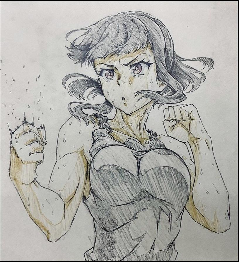 a painting of a woman with a large head