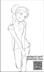 a painting of a woman sitting on a white bench