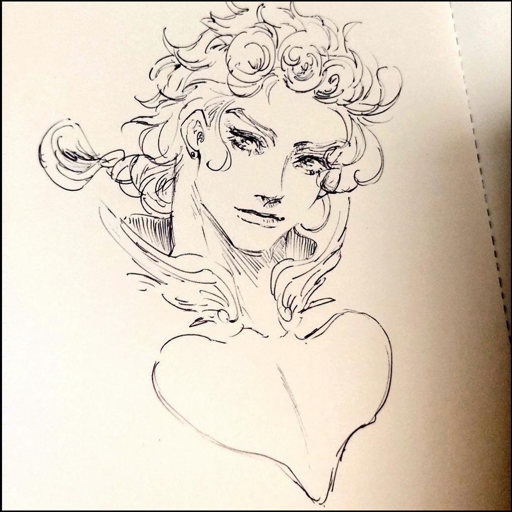 a painting of a man with a large, black bird on his head