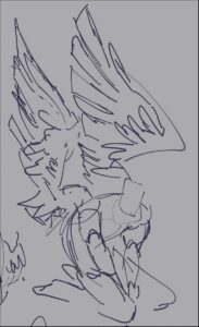 a painting of a man with a bird on his back