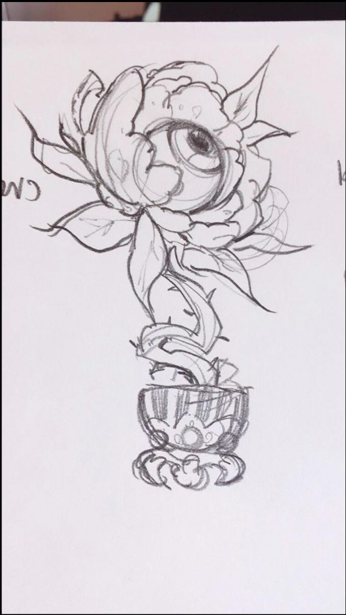 a painting of a person with a flower on a white background