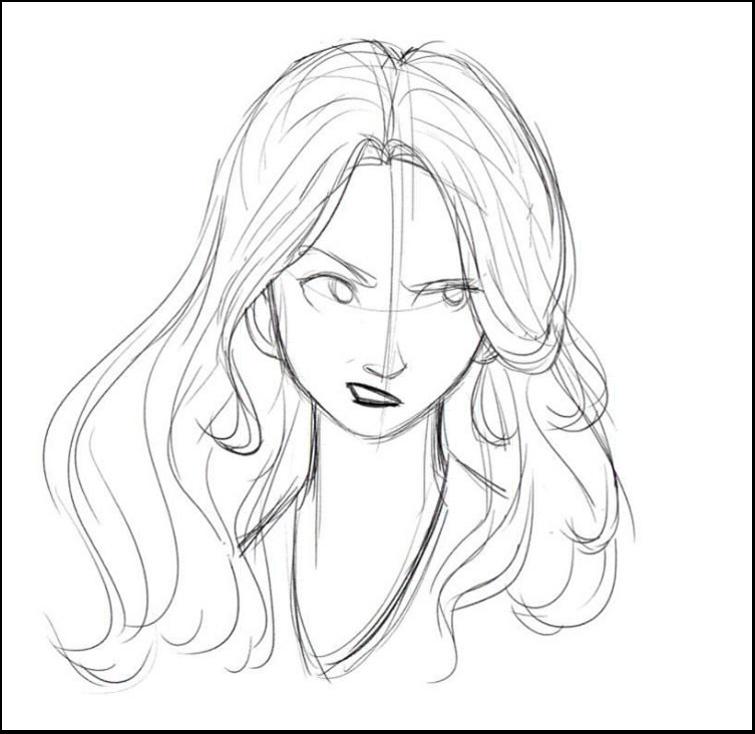 a painting of a woman with a black hair