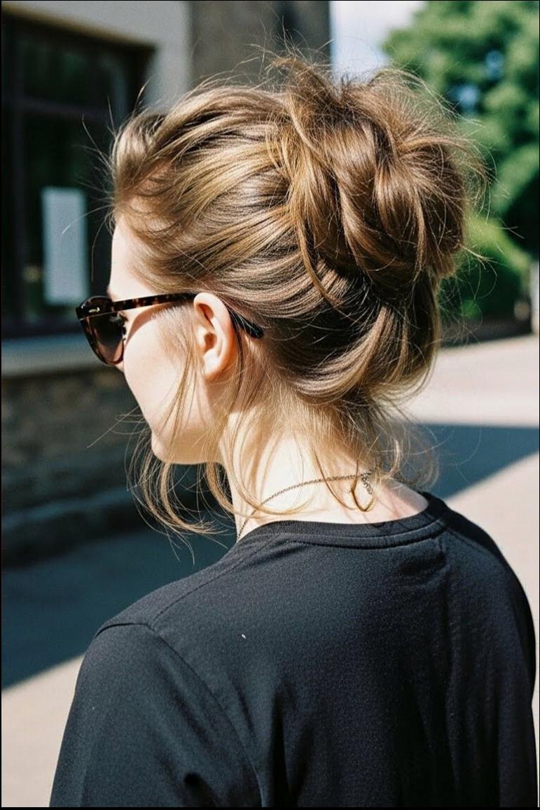 a woman is standing in front of a building