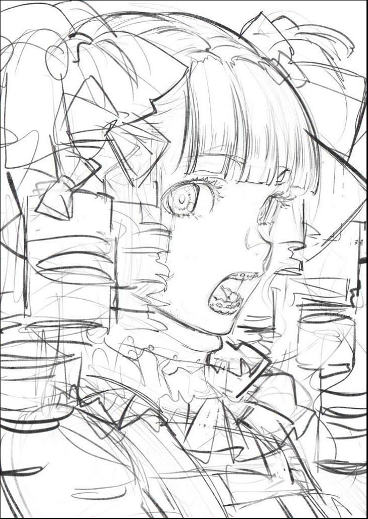 a painting of a painting of a man on a white and blue bench