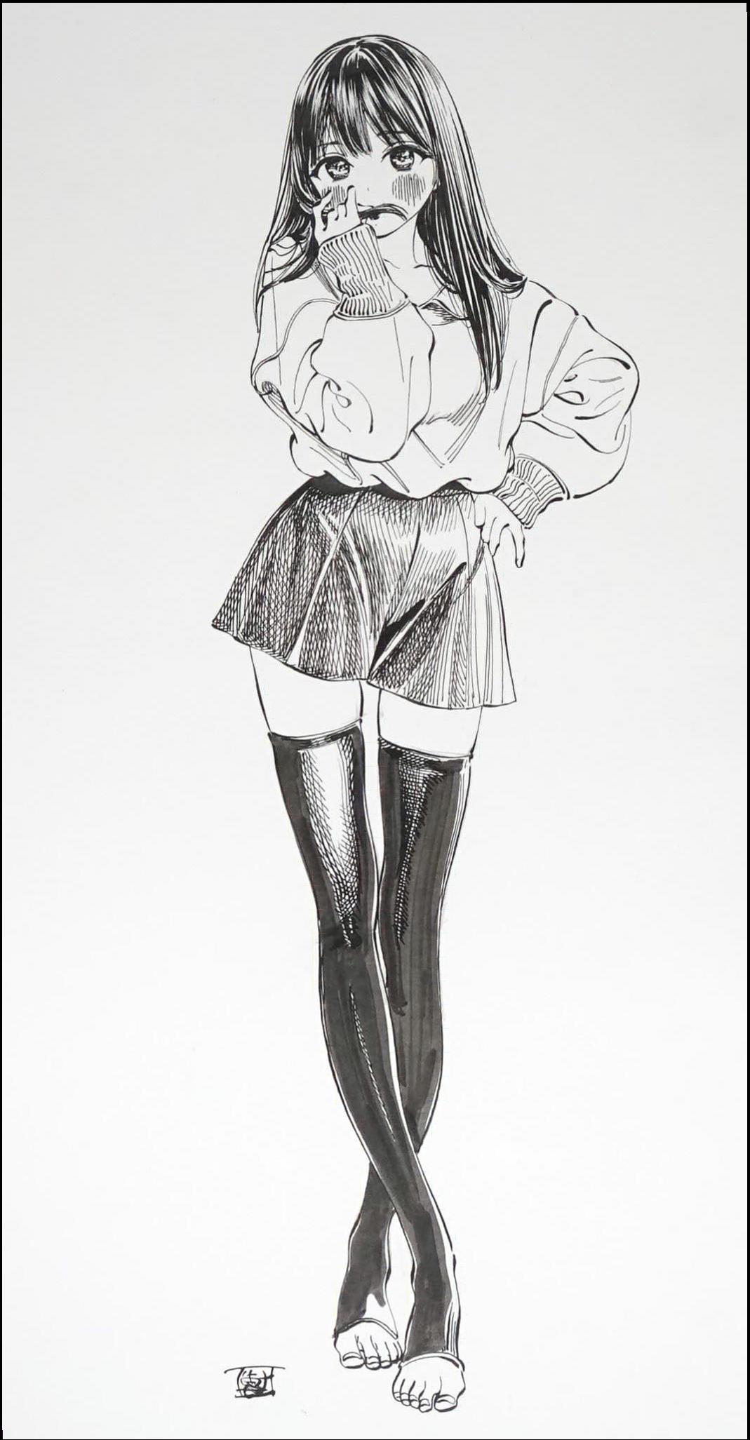 a woman is posing for a picture with a painting