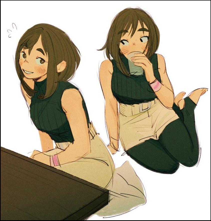 two photos of a woman with a t-shirt and a tie