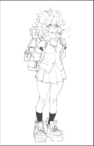 a painting of a woman in a black and white photo