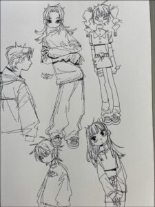 a painting of a painting of a group of birds