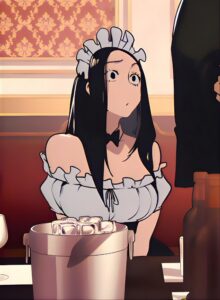 a painting of a woman holding a cup