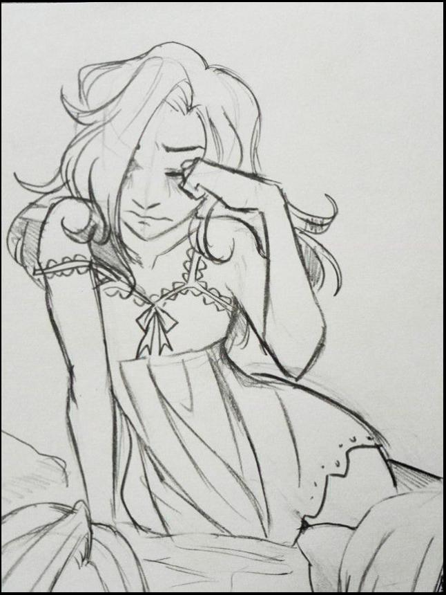 a painting of a man with a black and white striped shirt