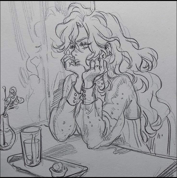 a painting of a man sitting on a bench