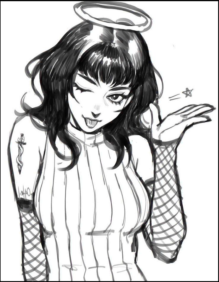 a woman with a hat and a picture of a cat