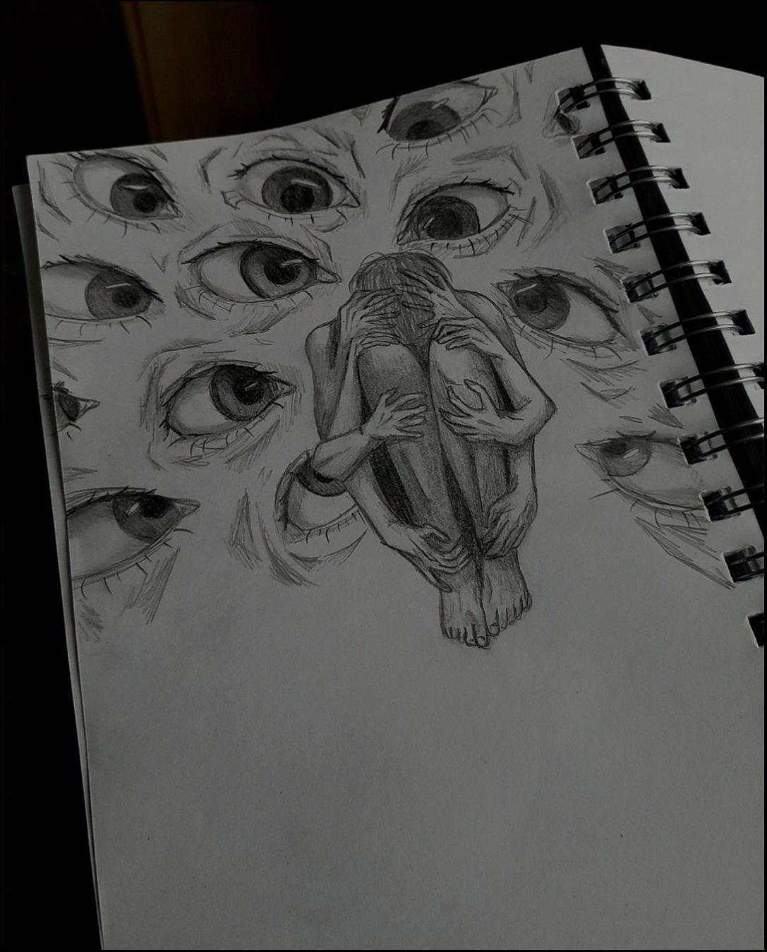 a painting of a man with a black and white striped shirt