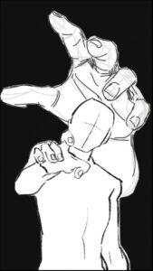 a painting of a woman in a black dress