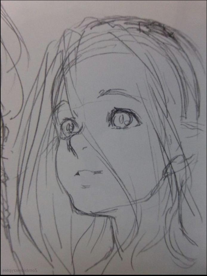 a painting of a woman with a black and white striped shirt