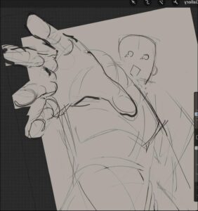 a painting of a person holding a painting