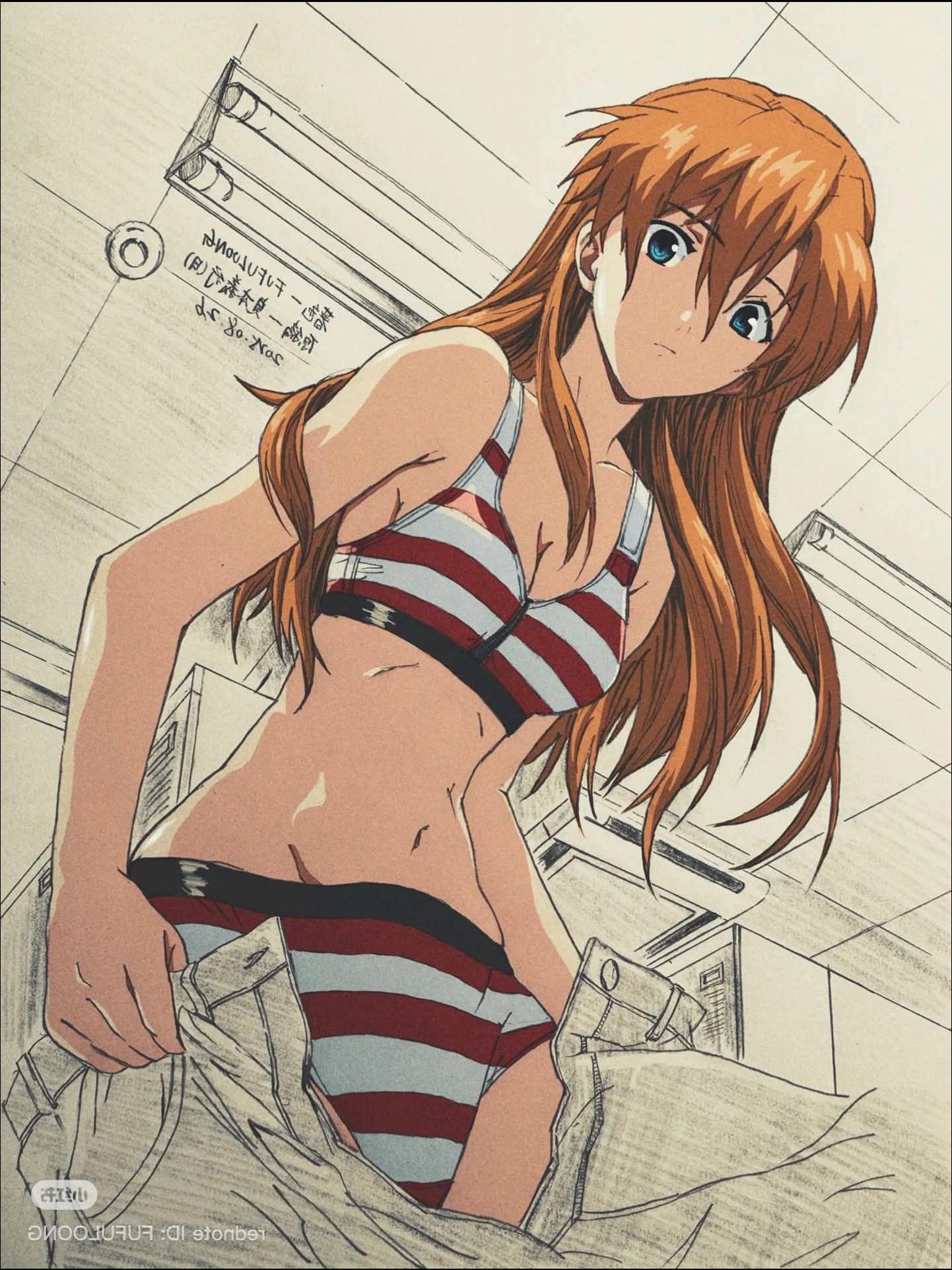 a woman in a bikini and a cartoon character