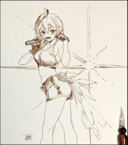 a painting of a man on a plane