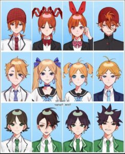 a collage of photos of a woman wearing a red tie