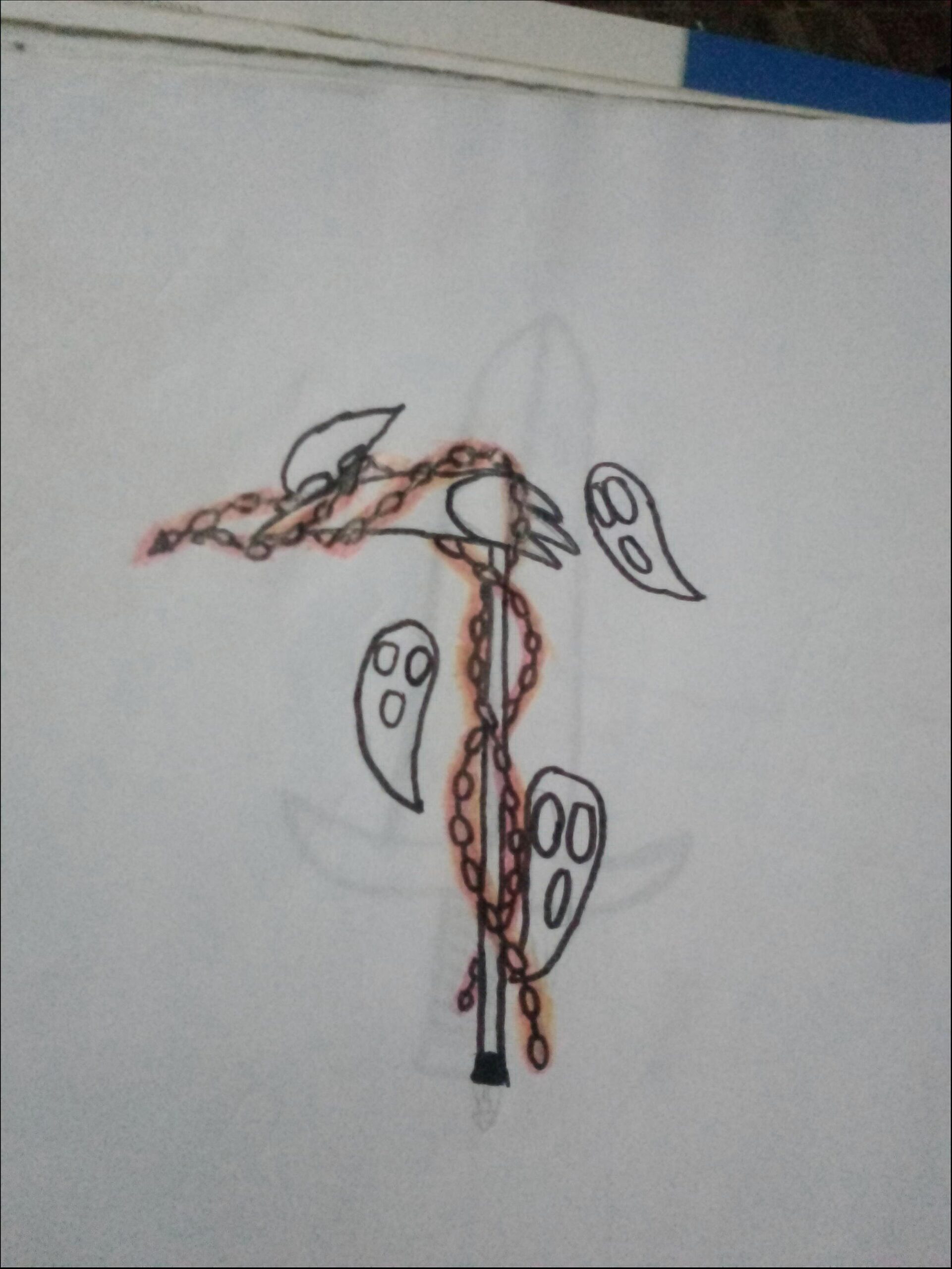 a painting of a man with a clock on his head