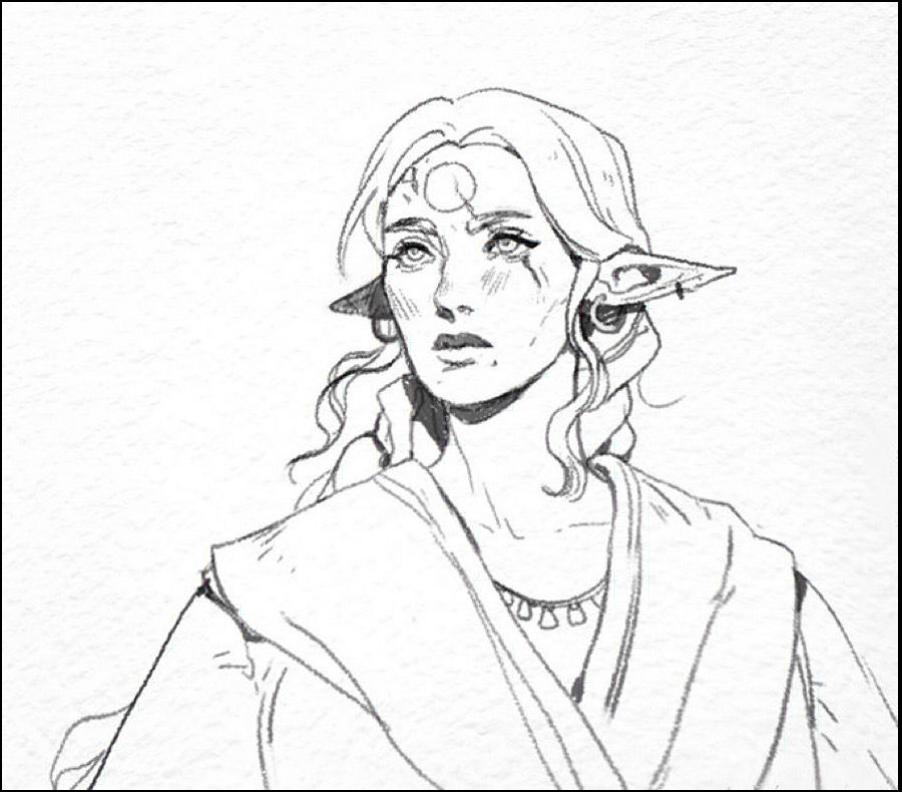 a painting of a woman in a black and white photo