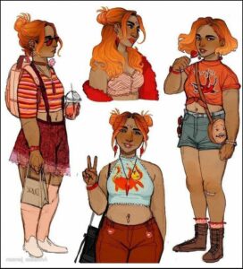 a woman in a red dress and a man in a red dress