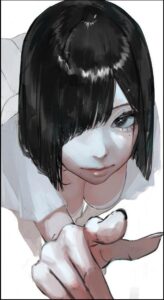 a woman with a black and white cat