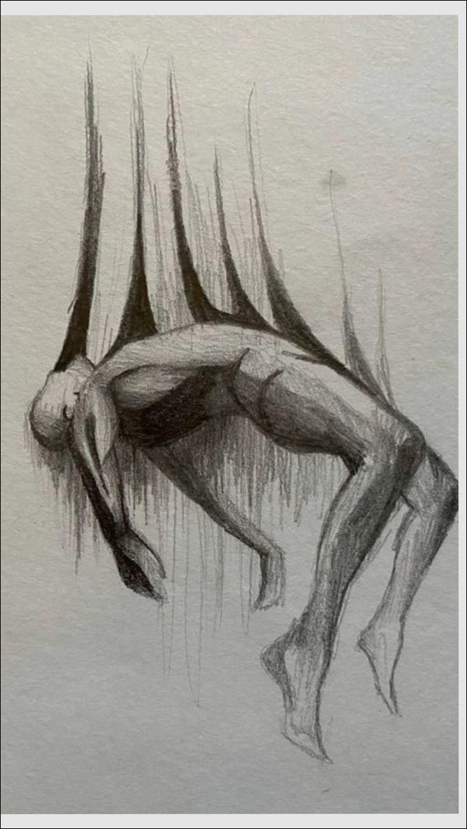 a painting of a man in a black and white photo