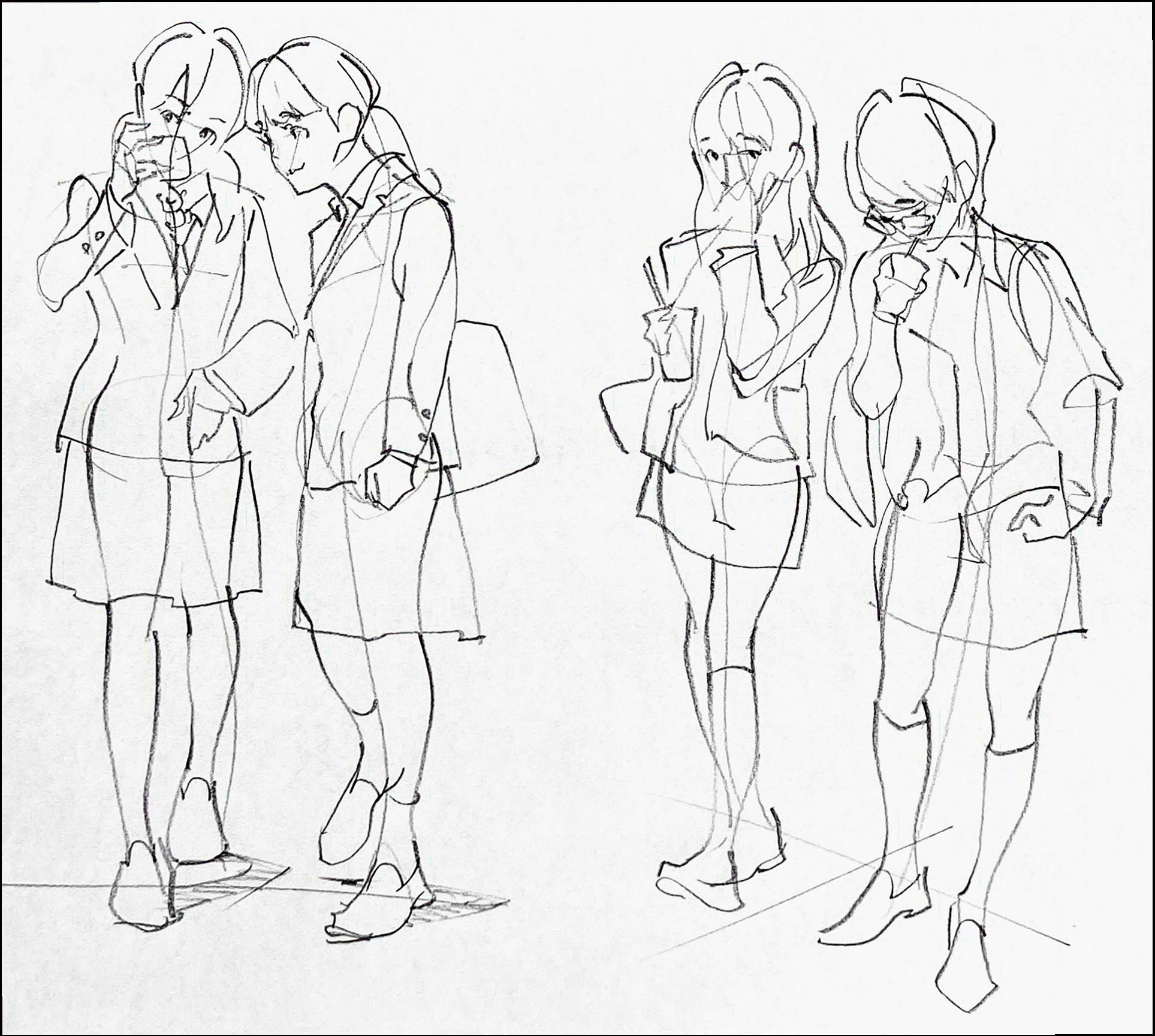 a painting of a group of women in a row