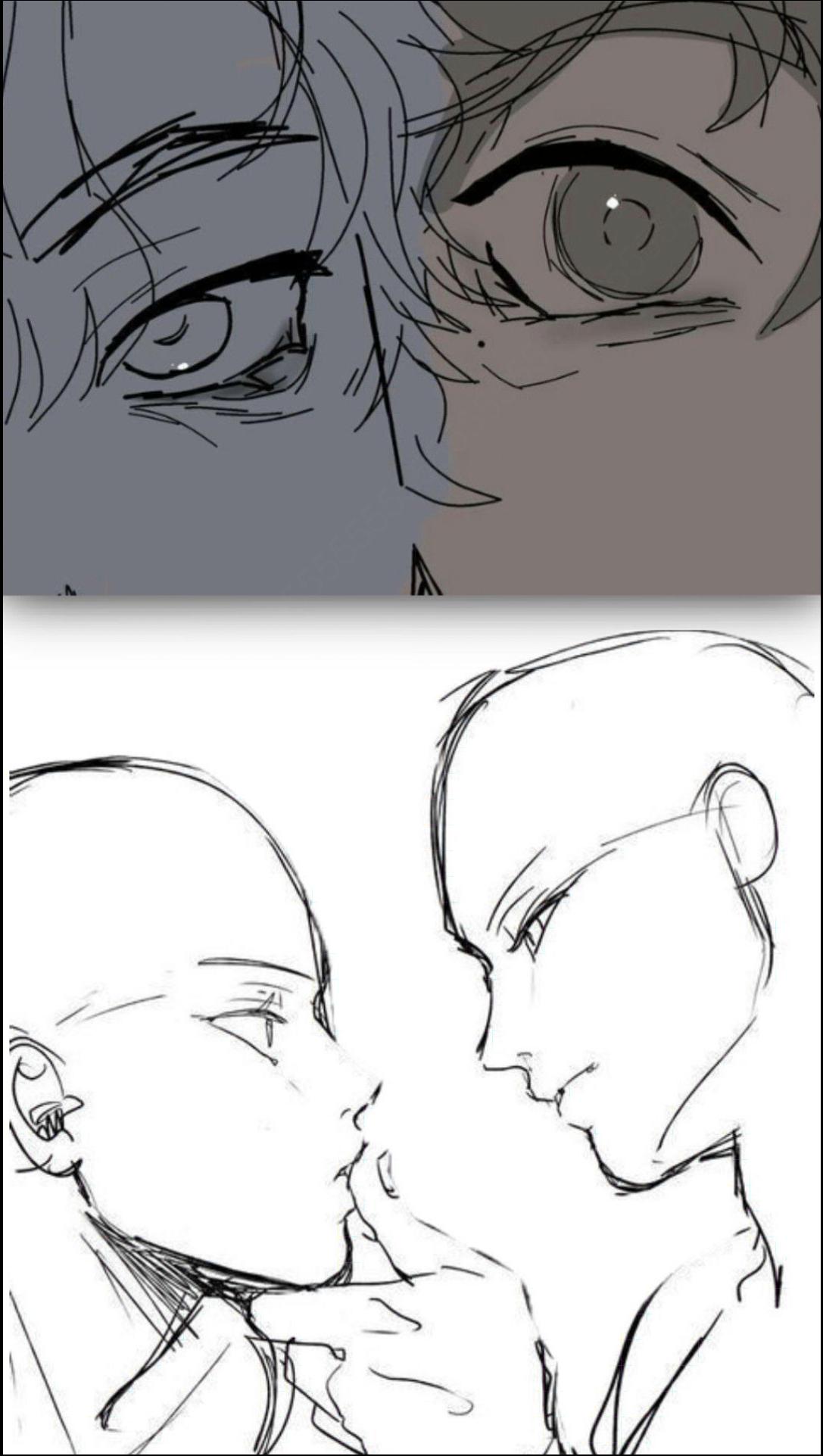 two photos of a person with a pair of scissors