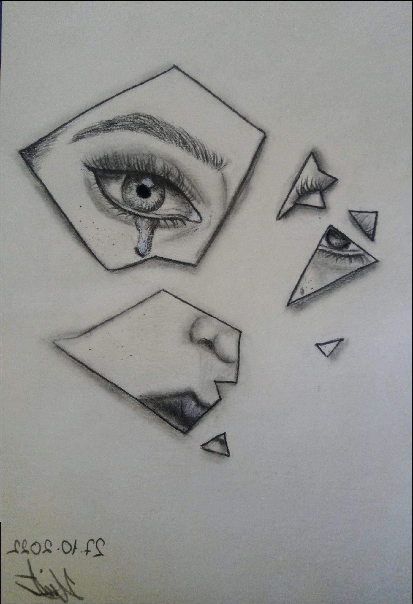 a painting of a painting of a person with a black and white striped shirt