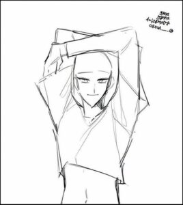 a painting of a man with a black and white striped shirt