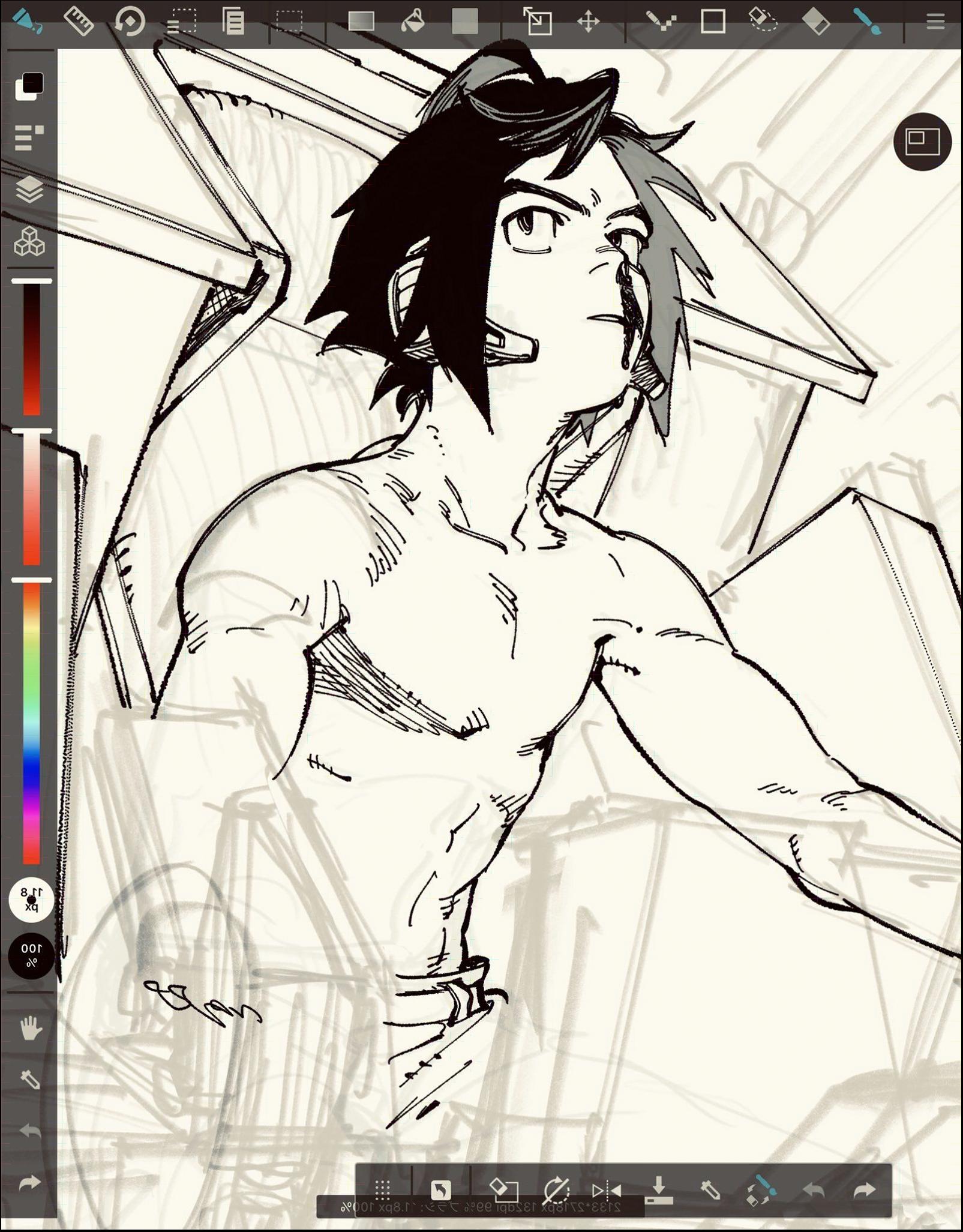 a painting of a painting of a man on a computer