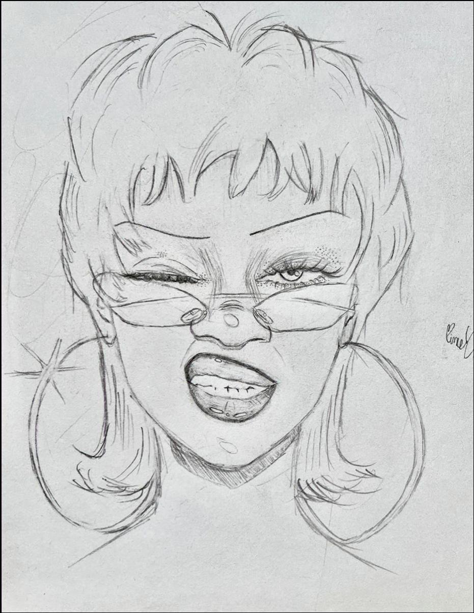 a painting of a man with a large head