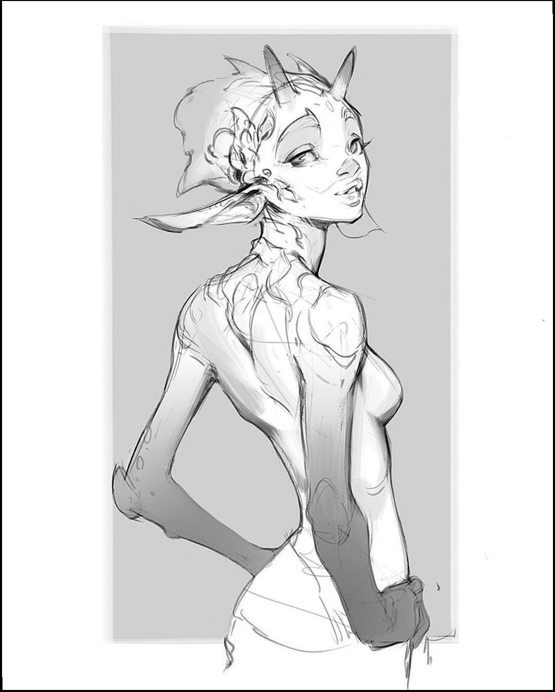 a painting of a woman in a black and white photo