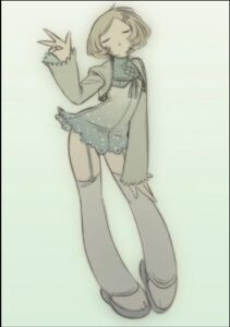 a woman in a black dress with a painting of a bear